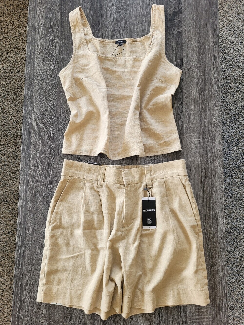 NWT Express Linen Blend Tank & Shorts Matching Set